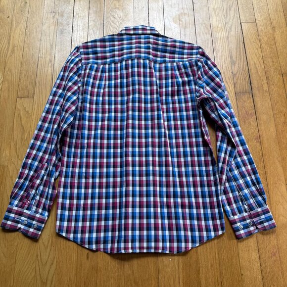 Cutter & Buck Size S Blue & Red Plaid Cotton Long Sleeve Button-Up Shirt Top - Picture 12 of 14